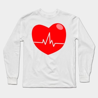 HEART STATICK RED LINE Long Sleeve T-Shirt